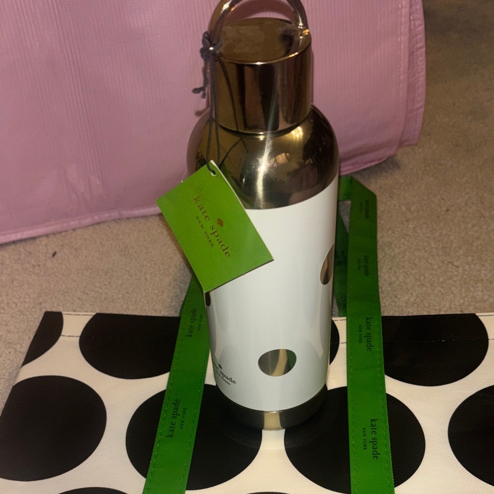 Kate Spade Gold and White Water Bottle